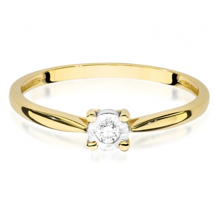 Zaręczynowy pierścionek z Brylantem 0,08ct z żółtego/białego złota próby 585